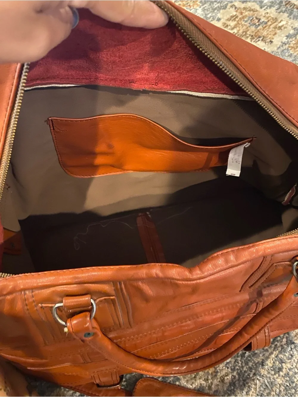 Bag, Classic Men's Leather Weekender Orange